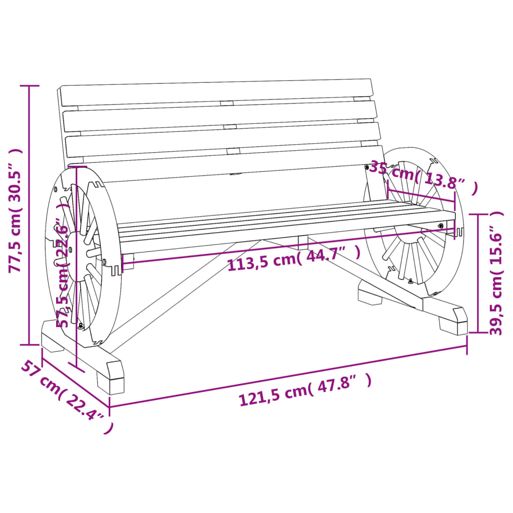 Garden Bench | Natural Wood | Solid Fir Wood | Standard |  Durable
