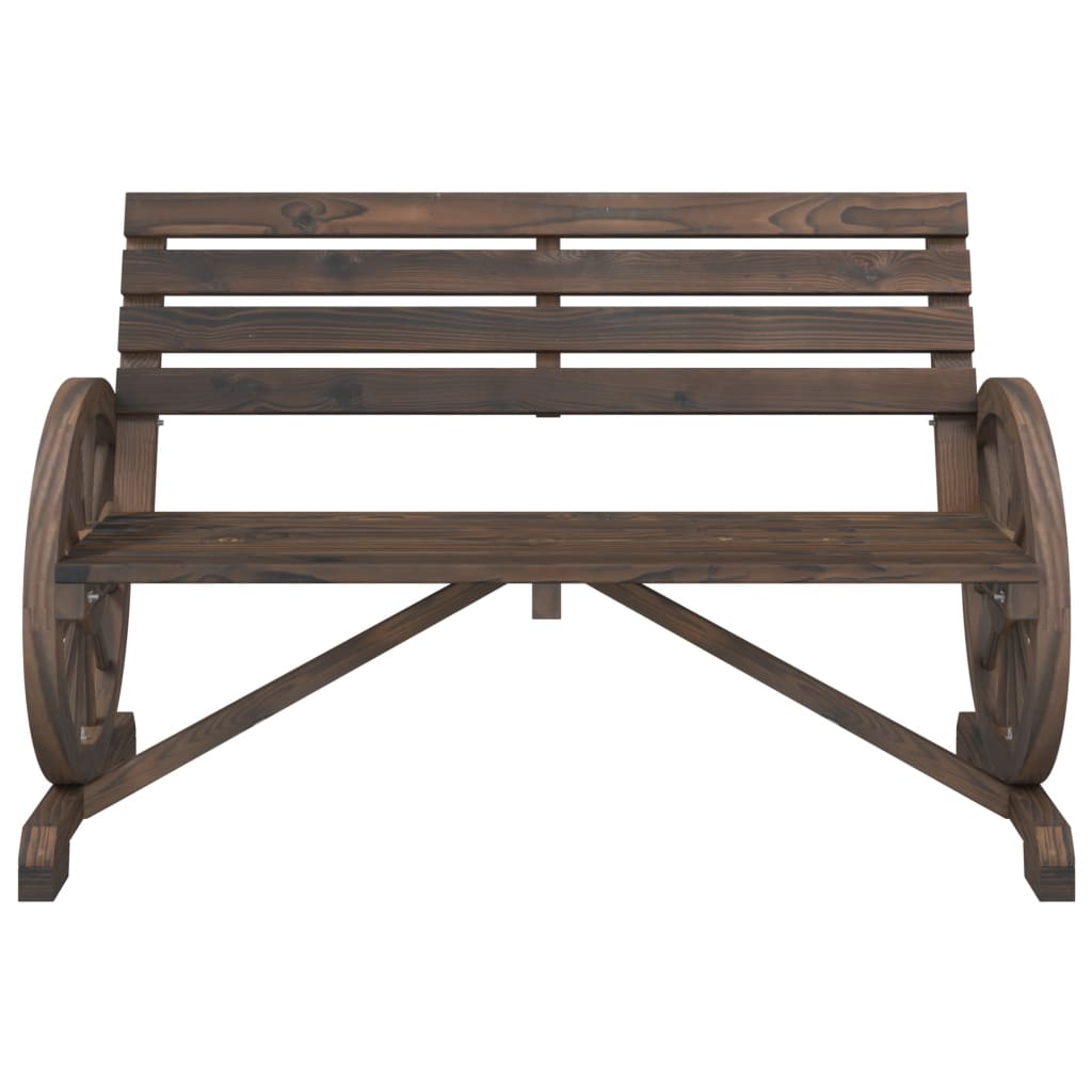 Garden Bench | Burnt wood look | Solid fir wood | 2-seater | Durable