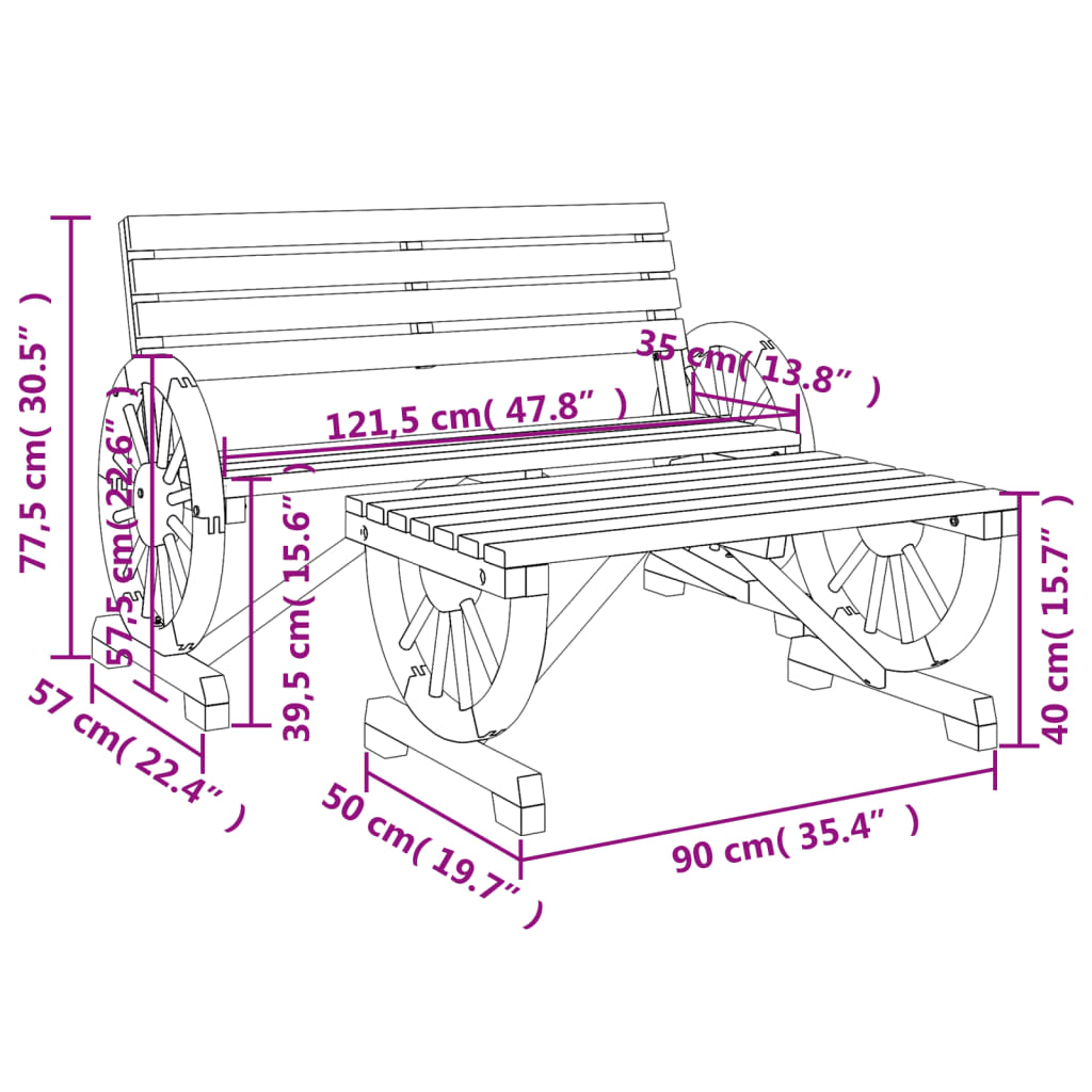 Garden Lounge Set | natural wood | Solid fir wood | Medium | Durable