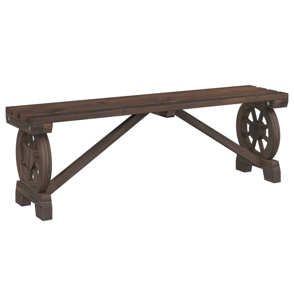 Garden Bench | Burnt Wood | Solid Fir Wood | 115 cm | Durable