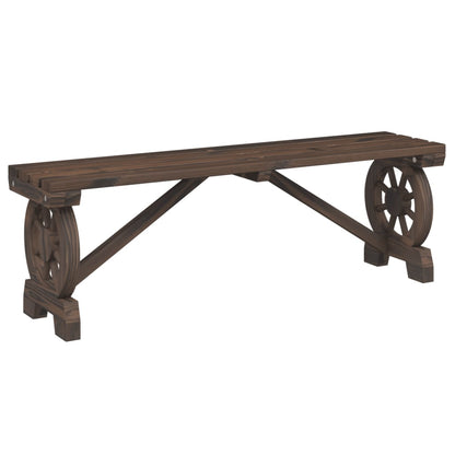 Garden Bench | Burnt Wood | Solid Fir Wood | 115 cm | Durable