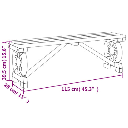 Garden Bench | Burnt Wood | Solid Fir Wood | 115 cm | Durable