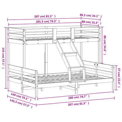 Bunk Bed without Mattress 80x200/140x200 cm Solid Wood