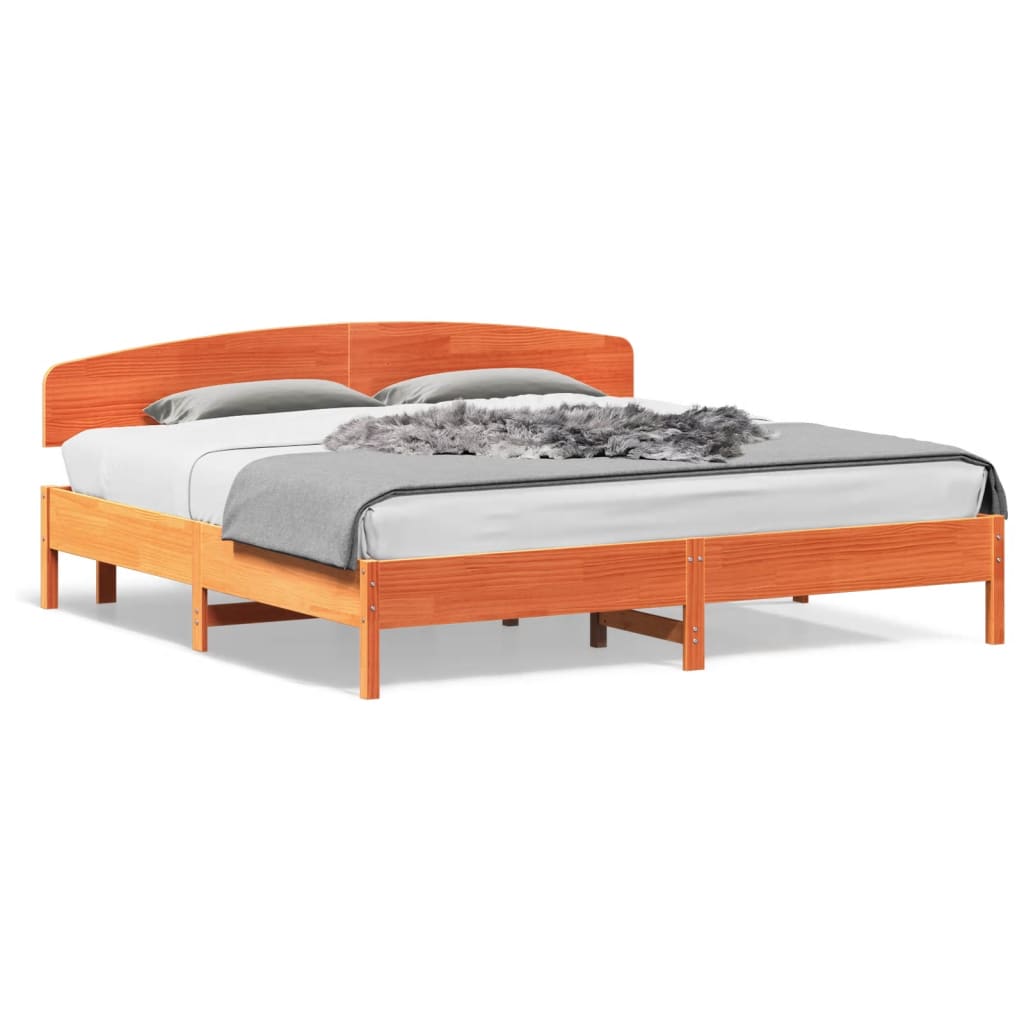 Bed Frame without Mattress Wax Brown 180x200 cm Super King Solid Wood Pine
