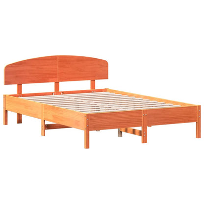 Bed Frame without Mattress Wax Brown 150x200 cm King Size Solid Wood Pine
