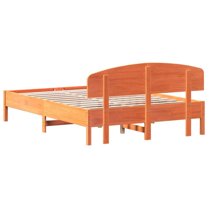 Bed Frame without Mattress Wax Brown 150x200 cm King Size Solid Wood Pine