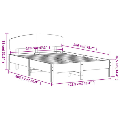 Bed Frame without Mattress Wax Brown 120x200 cm Solid Wood Pine