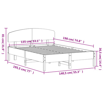 Bed Frame without Mattress Wax Brown 135x190 cm Double Solid Wood Pine
