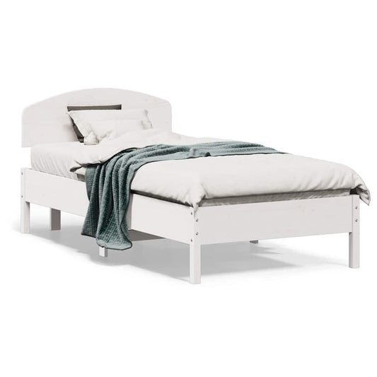 Bed Frame without Mattress White 75x190 cm Small Single Solid Wood Pine