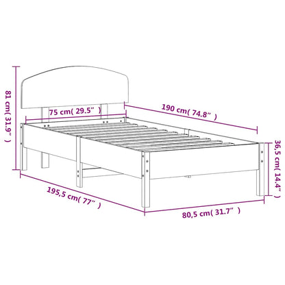 Bed Frame without Mattress White 75x190 cm Small Single Solid Wood Pine