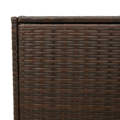 Garden Storage Box with Wheels Brown 283L Poly Rattan