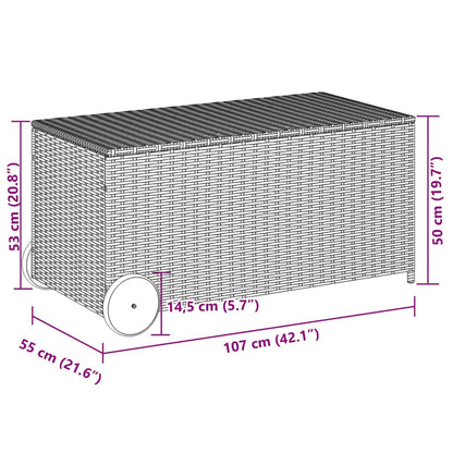 Garden Storage Box with Wheels Black 190L Poly Rattan