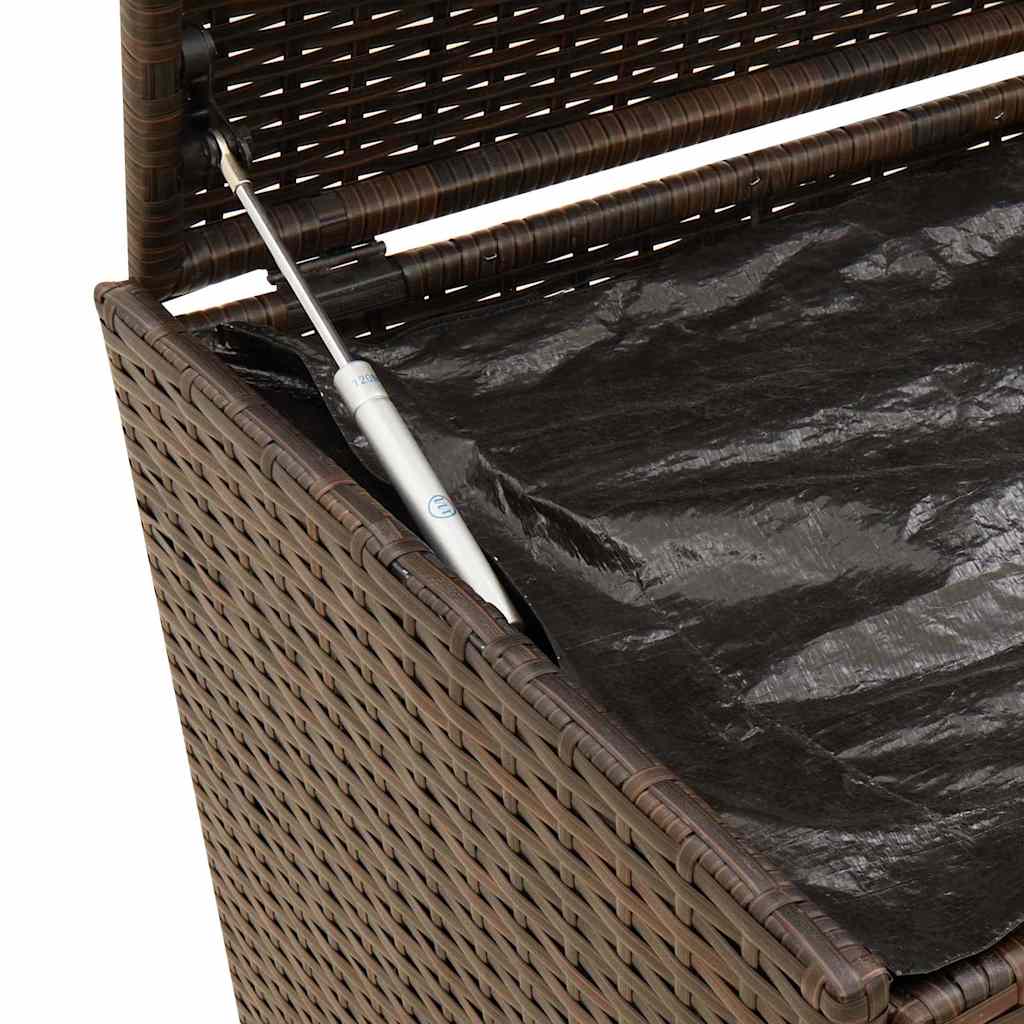 Garden Storage Box with Wheels Brown 190L Poly Rattan