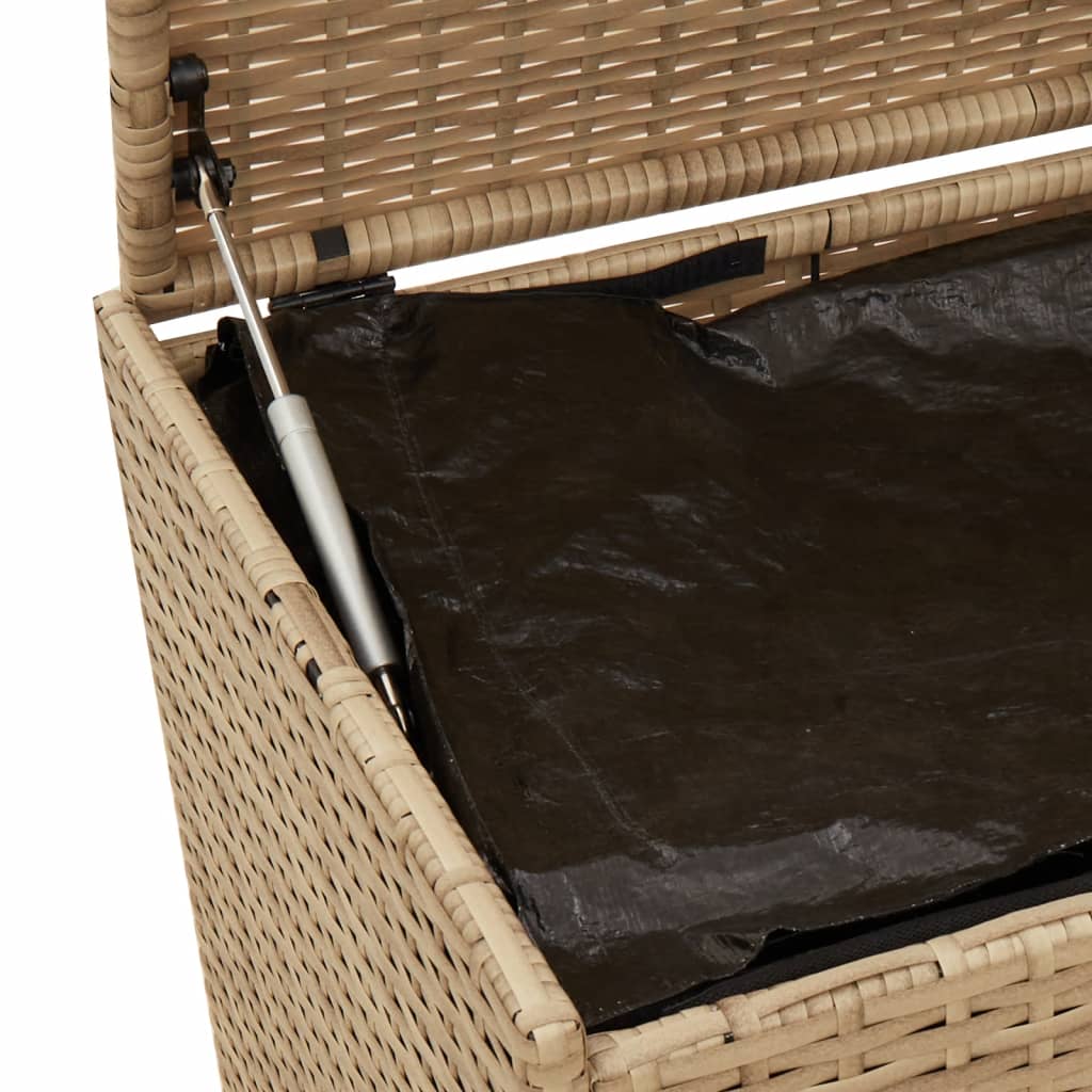 Garden Storage Box with Wheels Mix Beige 190L Poly Rattan
