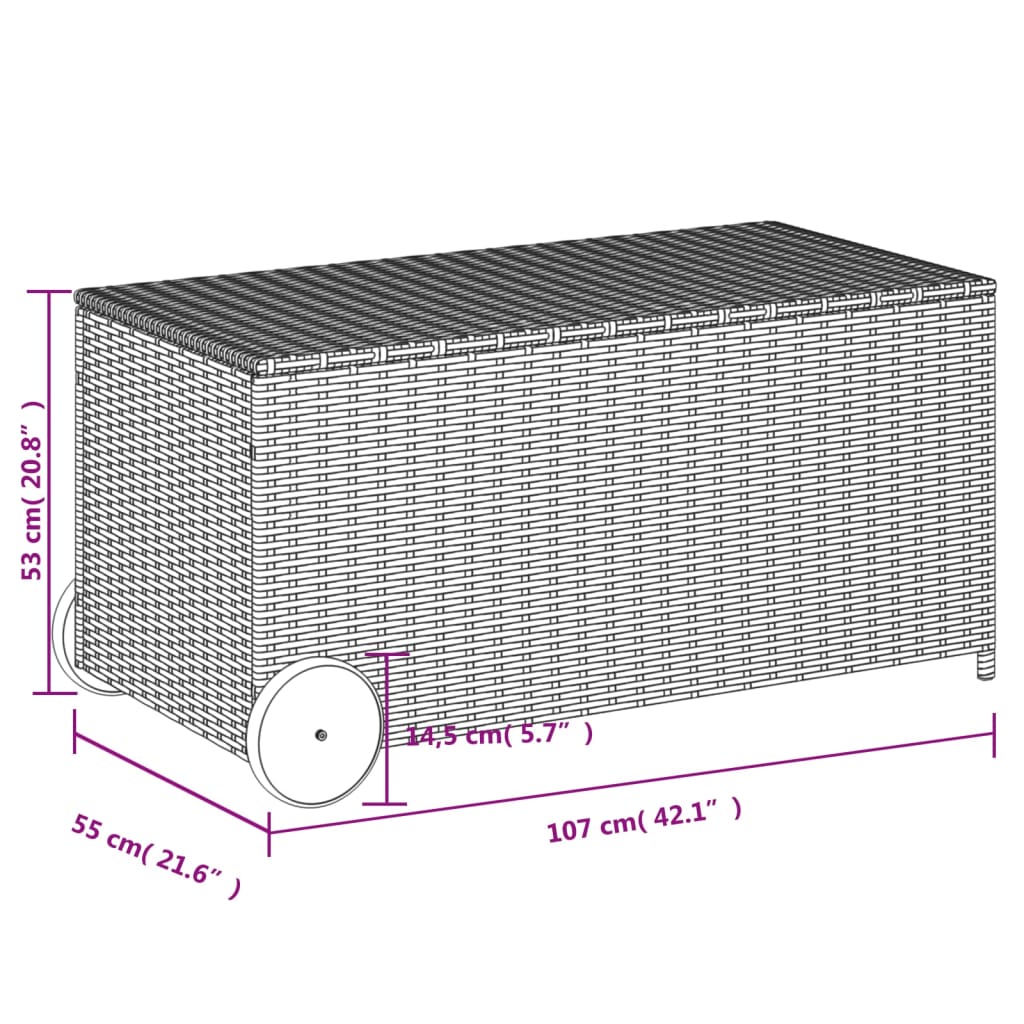 Garden Storage Box with Wheels Mix Beige 190L Poly Rattan