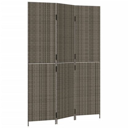 Room Divider 3 Panels Grey Poly Rattan