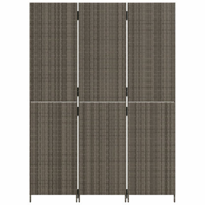 Room Divider 3 Panels Grey Poly Rattan