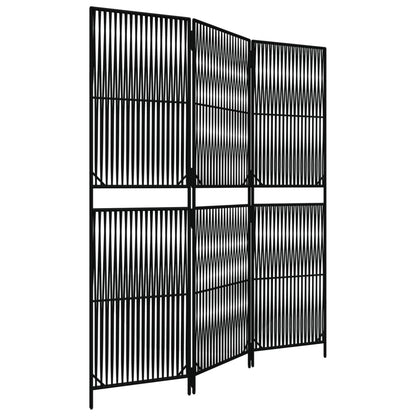 Room Divider 3 Panels Black Poly Rattan