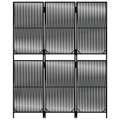 Room Divider 3 Panels Black Poly Rattan