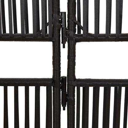 Room Divider 3 Panels Black Poly Rattan
