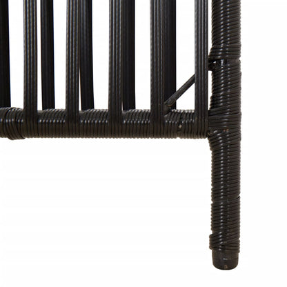 Room Divider 3 Panels Black Poly Rattan
