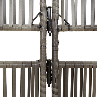 Room Divider 3 Panels Grey Poly Rattan