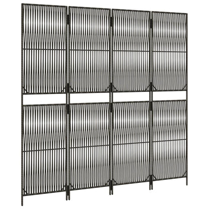 Room Divider 4 Panels Grey Poly Rattan