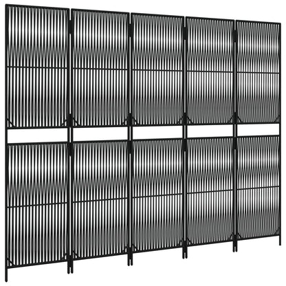 Room Divider 5 Panels Black Poly Rattan