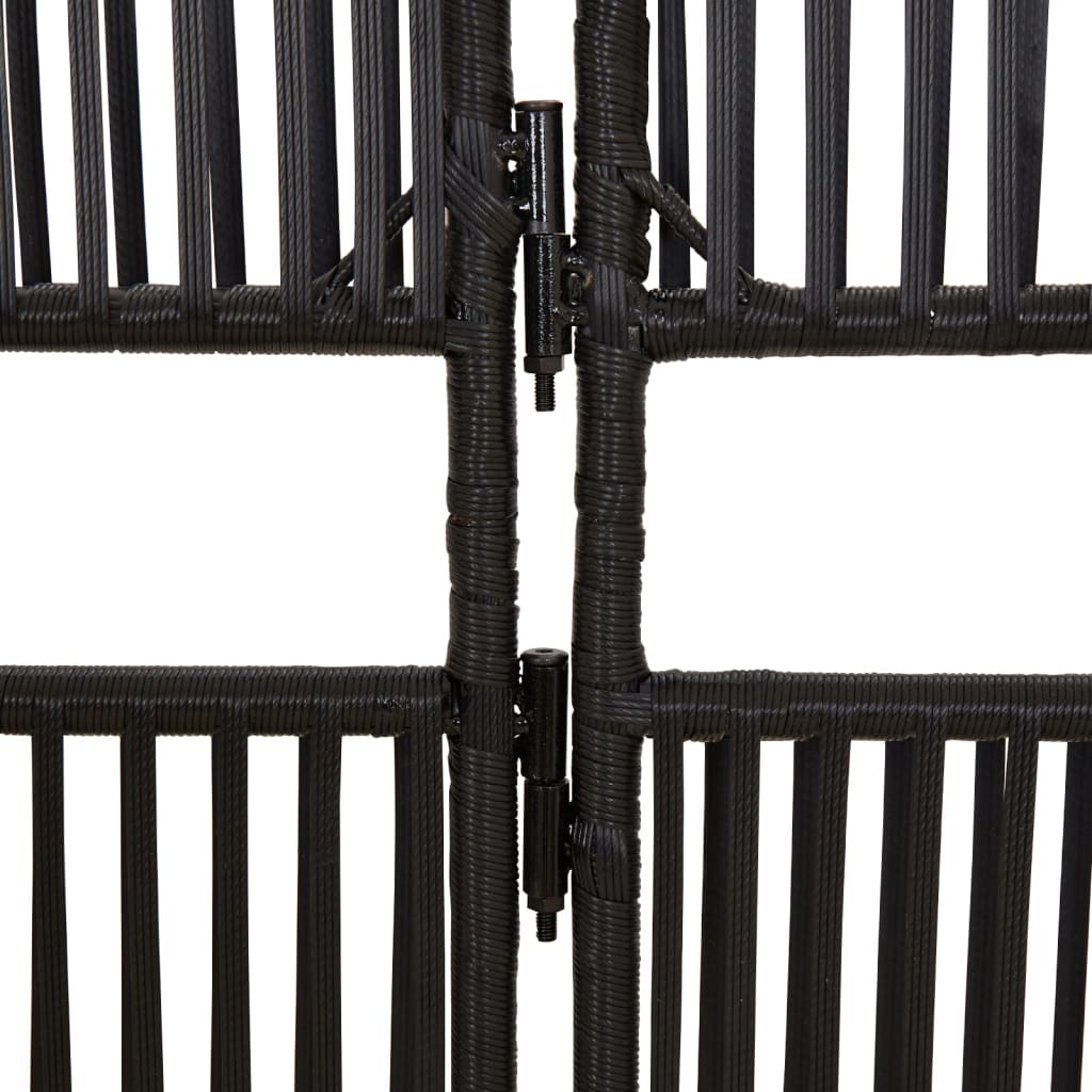 Room Divider 5 Panels Black Poly Rattan