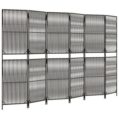 Room Divider 6 Panels Grey Poly Rattan