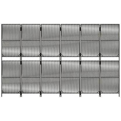 Room Divider 6 Panels Grey Poly Rattan