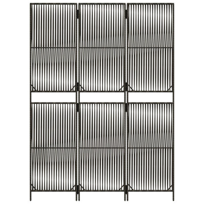 Room Divider 3 Panels Grey Poly Rattan