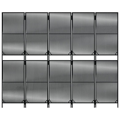 Room Divider 5 Panels Black Poly Rattan
