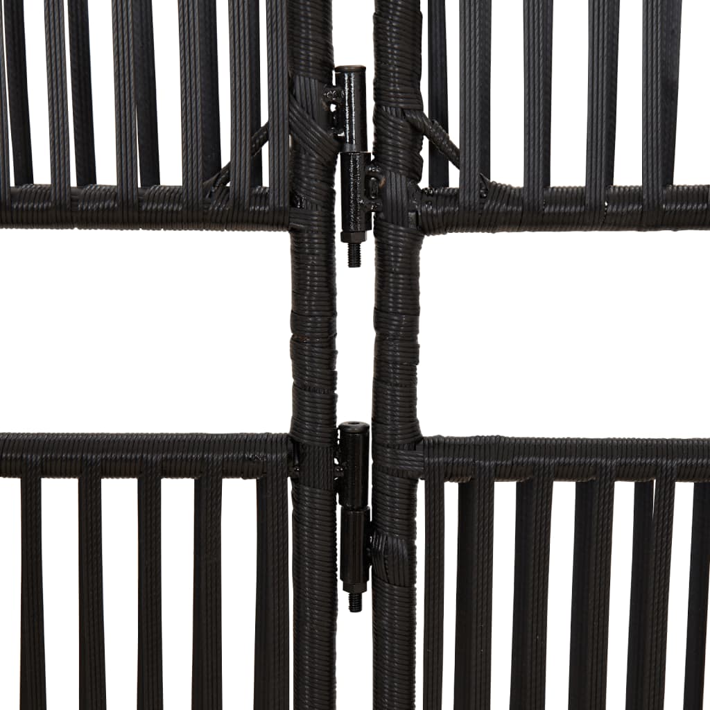 Room Divider 5 Panels Black Poly Rattan
