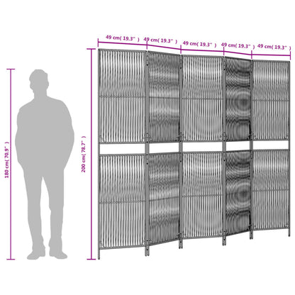 Room Divider 5 Panels Black Poly Rattan