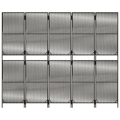 Room Divider 5 Panels Grey Poly Rattan