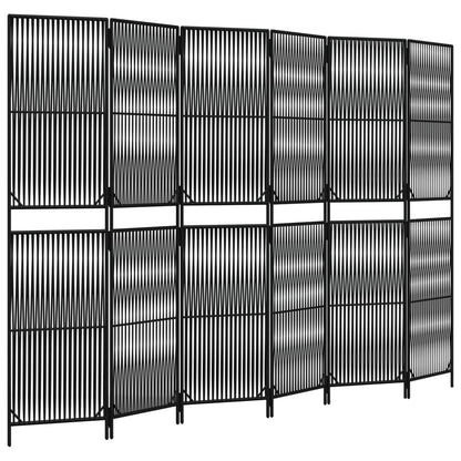 Room Divider 6 Panels Black Poly Rattan