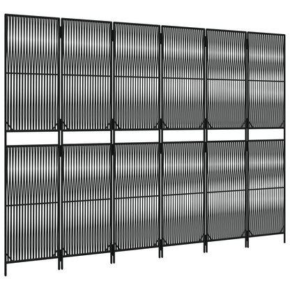 Room Divider 6 Panels Black Poly Rattan