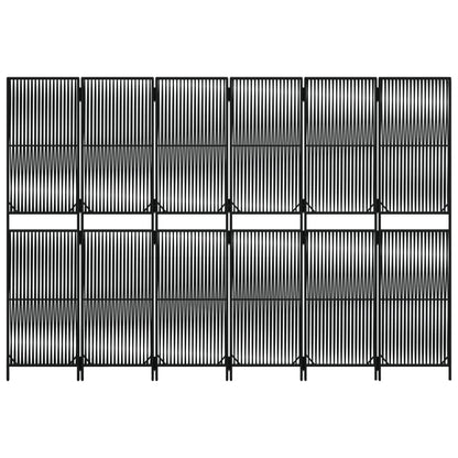 Room Divider 6 Panels Black Poly Rattan