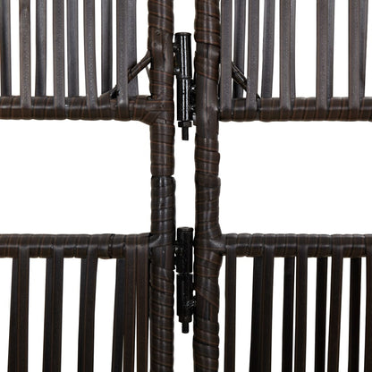 Room Divider 6 Panels Brown Poly Rattan