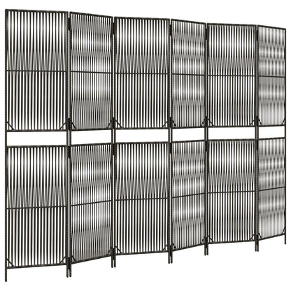 Room Divider 6 Panels Grey Poly Rattan