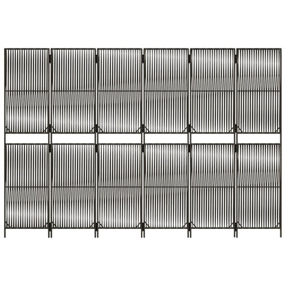 Room Divider 6 Panels Grey Poly Rattan
