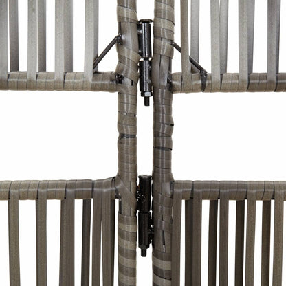Room Divider 6 Panels Grey Poly Rattan