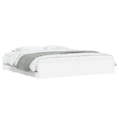 Bed Frame with Drawers without Mattress White 200x200 cm