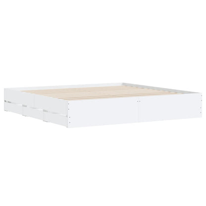 Bed Frame with Drawers without Mattress White 200x200 cm