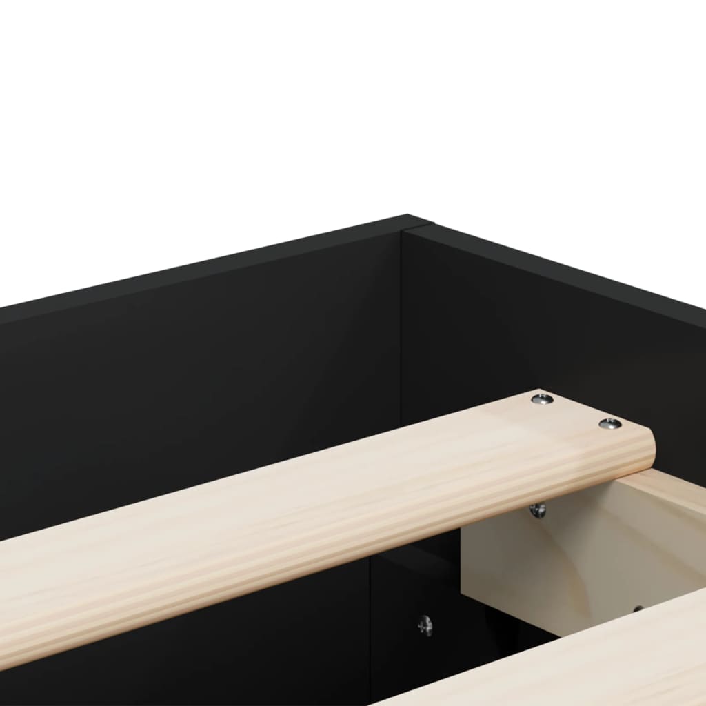 Bed Frame with Drawers without Mattress Black 200x200 cm