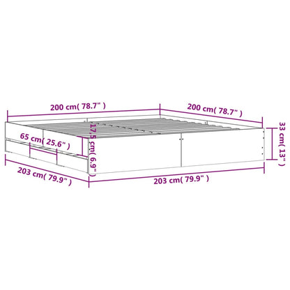 Bed Frame with Drawers without Mattress Black 200x200 cm
