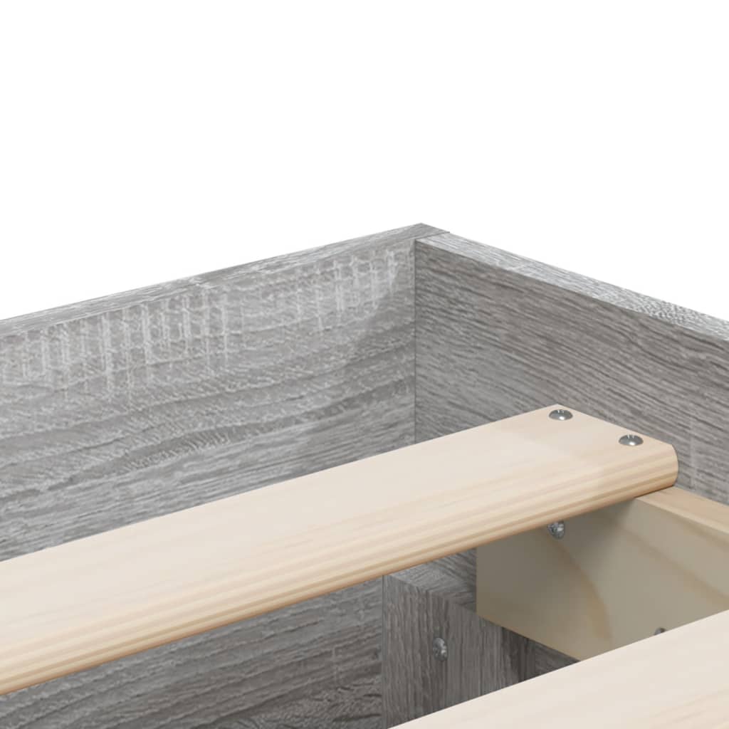 Bed Frame with Drawers without Mattress Grey Sonoma 200x200 cm