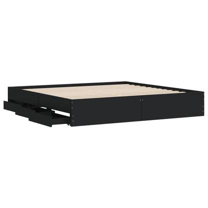 Bed Frame with Drawers without Mattress Black 180x200 cm Super King