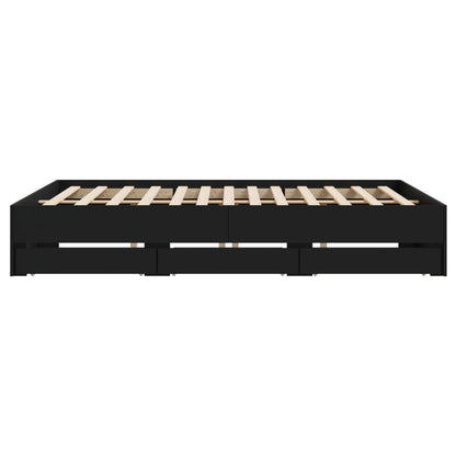 Bed Frame with Drawers without Mattress Black 180x200 cm Super King